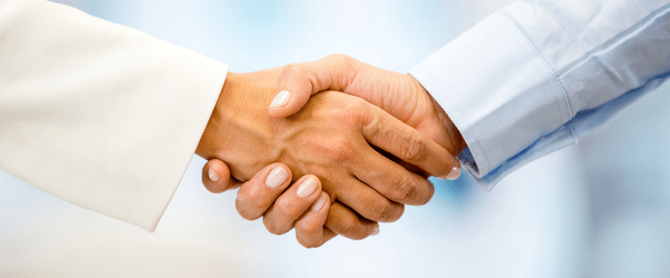 An image of a corporate handshake