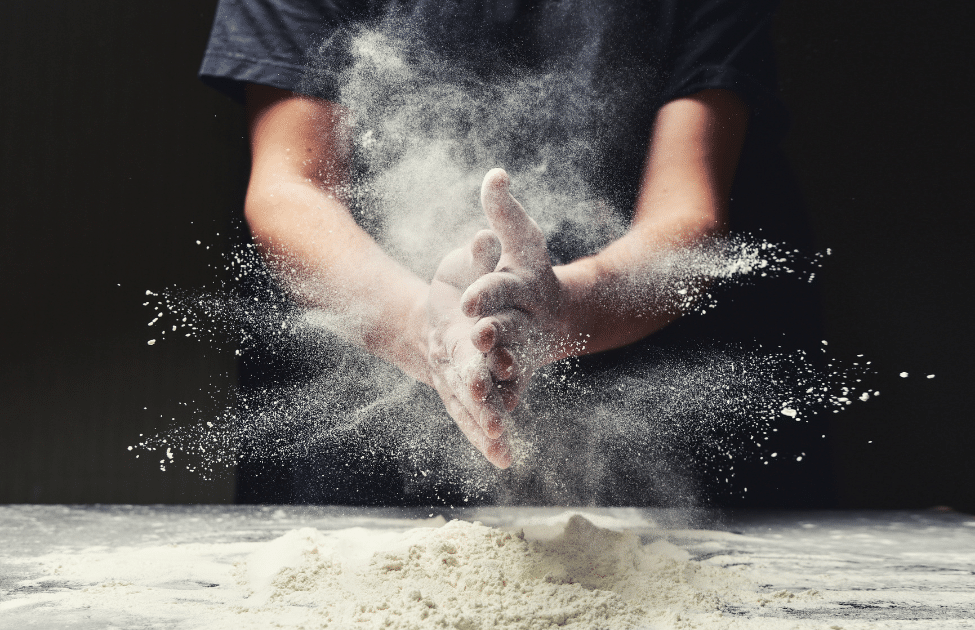 An image of a chefs hand preparing konjac flour keto diet