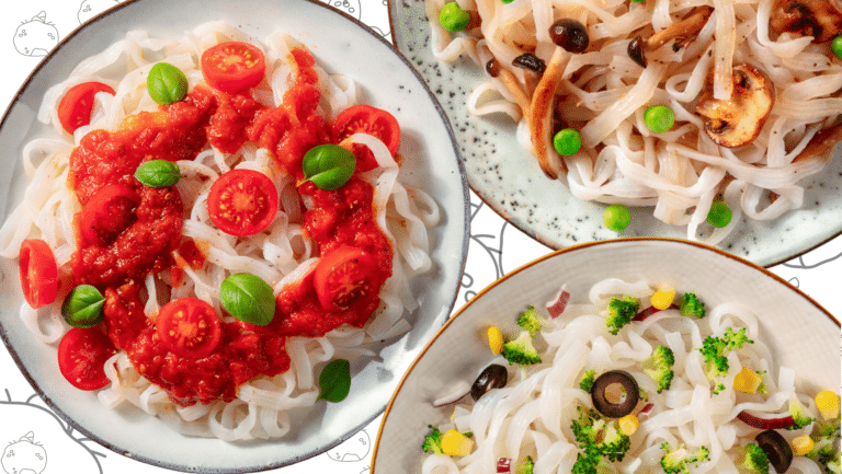 An Image of Three Bowls of Skinny Pasta Konjac Noodles