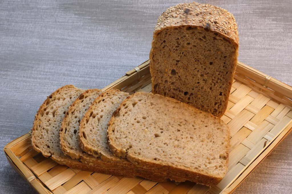 konjac bread slices on a tray