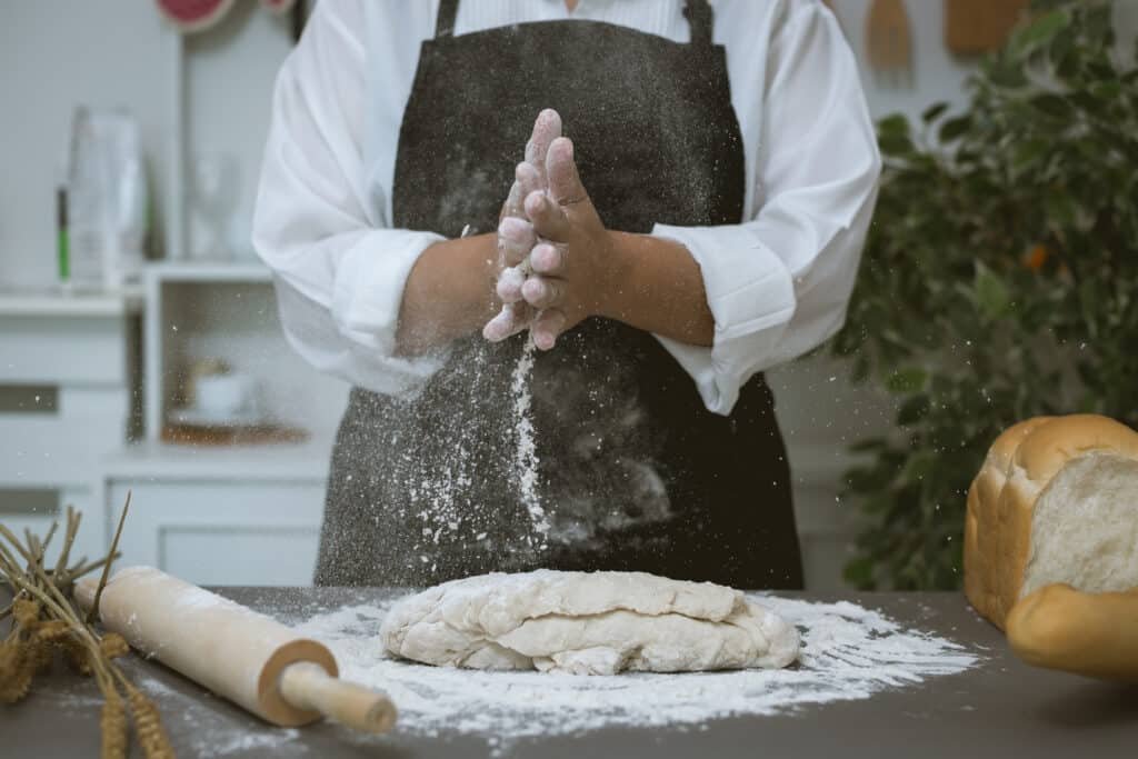 Making dough to create konjac bread