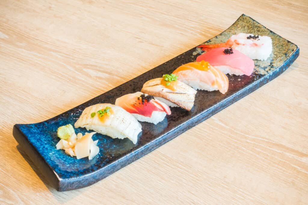 konjac japanese food-sashimi on a platter