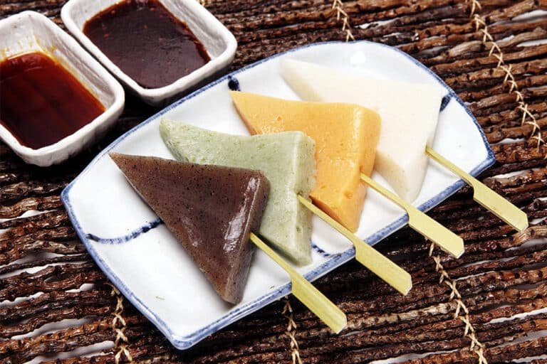 Konnyaku konjac skewers, a popular Japanese snack or side dish